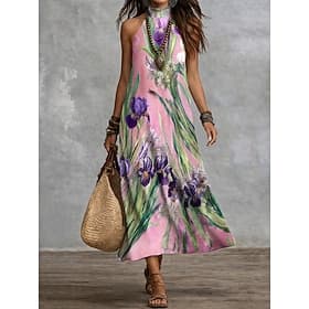 Women's Maxi Dress Chiffon Dress Casual Dress Swing Dress Boho Chic Dresses Bohemia Vacation Tropical Beach Holiday Date Regular Fit Floral Graphic Sleeveless