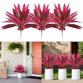 6 Pcs Artificial Tropical Plant 17 Leaves Faux Bamboo Dracaena for Indoor  Outdoor Decor, DIY Floral Arrangements, Plant Walls, Garden, Patio  Greenery Accents