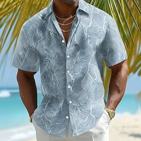 Men's Palm Leaf Coconut Palm Tropical Plants Summer Hawaiian Shirt Tropical Shirts Aloha Shirt Short Sleeve Hawaiian Beach Vacation Wear Summer Spring Turndown