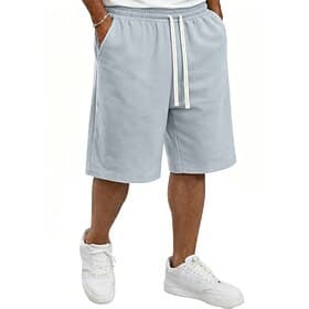 Men's Shorts Summer Shorts Casual Shorts Pocket Elastic Waist Plain Plain Comfort Breathable Knee Length Casual Outdoor Beach Vacation Fashion Black Light Gree