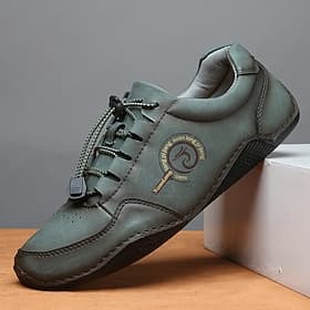 Men's Dark Green Casual Sneakers Lace-Up Lightweight Comfort Walking Shoes Soft Smart Casual Footwear for Daily Wear, Travel, Driving and Everyday Leisure