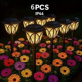 6-Pack Outdoor Solar Waterproof Stake Lights, Decorative LED Garden, Yard, Lawn, Pathway, and Flower Bed Lighting – Perfect for Weddings, Holidays, Parties, Ou