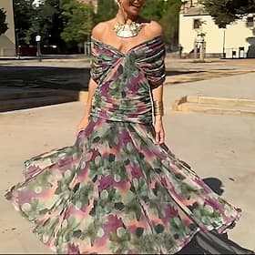 Women's Midi Dress Chiffon Dress Party Dress Cocktail Dress Wedding Guest Dress Elegant Fashion Modern Beach Evening Party Party Regular Fit Plain Sleeveless C