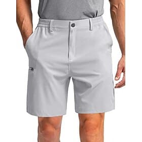 Men's Dress Shorts Business Casual Shorts Golf Shorts Pocket Elastic Waist Plain Comfort Breathable Knee Length Casual Outdoor Business Fashion Streetwear Blac
