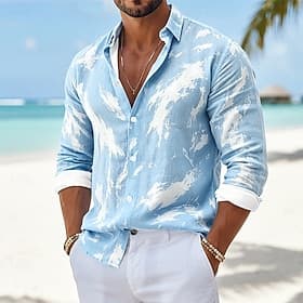 Men's Geometric Abstract Art Color-blocking Shirt Summer Shirt Button Up Shirt Long Sleeve Fashion Casual Daily Outdoor Streetwear Summer Spring Turndown 3D Pr