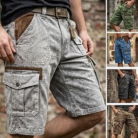 Men's Tactical Cargo Cargo Shorts Shorts Casual Shorts Pocket Flap Pocket Solid Knee Length Outdoor Streetwear Daily Wear Fashion Streetwear Blue Black Inelast