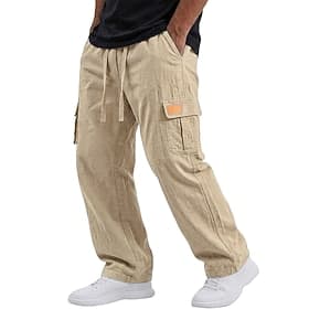 Men's Cargo Pants Linen Pants Trousers Summer Pants Drawstring Elastic Waist Multi Pocket Plain Comfort Breathable Full Length Casual Daily Holiday Vacation Fa thumbnail 2