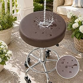 Housse extensible imperméable en PU pour tabouret de bar, housse ronde en cuir pour tabouret de bar de 12 à 15 pouces, avec élastiques.