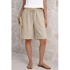 Women's Bermuda shorts Shorts Summer Shorts Beach Shorts Vacation Fashion Casual Daily Knee Length High Waist Solid Color Plain Drawstring Pocket Elastic Waist