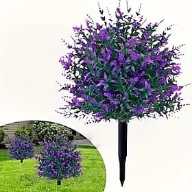 20 Inch Artificial Lavender Topiary Stake Outdoor Decor Purple Garden Stakes for Yard  Lawn, No Fade Heavy Duty Plastic, All Season Decoration