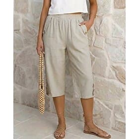 Women's Bermuda Shorts Capri Pants Vacation Basic Knee Length Mid Waist Micro-elastic Daily Light Gray Grey Black Pink Summer Spring