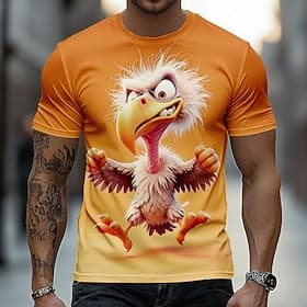 Herren Tiermotiv Lustig T Shirt Kurzarm T-Shirt 3D-Druck Rundhalsausschnitt Hemd Übertrieben Designer Party Ferien Blau Gelb Purpur Sommer Frühling Bekleidung