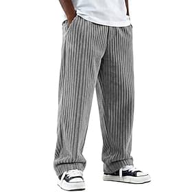 Men's Trousers Corduroy Pants Winter Pants Casual Pants Baggy Pants Drawstring Straight Leg Solid Color Comfort Full Length Casual Daily Outdoor Fashion Classi thumbnail 2