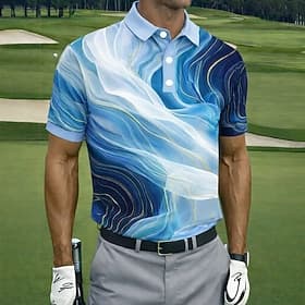 Men's Golf Line Sports Polo Shirts Short Sleeve Polo Shirts Collared Shirts Casual Athleisure Buttons Summer Spring Blue Purple Green
