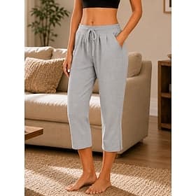 Femmes Pantalon capri Actif Occasionnel Capris Taille haute Noir Marine foncé Gris Été