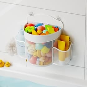 Bathing and playing water toy storage bag, suitable for drying bath products and storing clothes, equipped with strong suction cup bathroom hanging bag