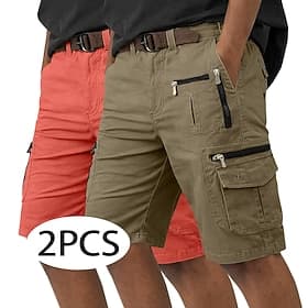 Voor heren Ladingbroek Cargoshorts Korte broek Casual korte broek Zak Elastische taille Effen Effen kleur Knielengte Casual Buiten Streetwear Modieus Streetwea thumbnail 2