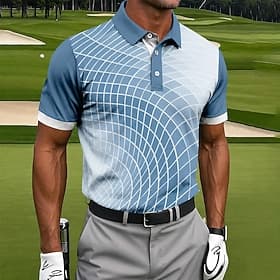 Hombre Geométrico Golf Camisetas polo deportivas Manga Corta Camisas de polo Camisas con cuello Casual Ropa Deportiva Impresión 3D Botones Malla Transpirable P thumbnail 3