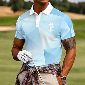 Hombre Abstracto Geométrico Camisetas polo deportivas Manga Corta Camisas de polo Diseño Casual Negocio Ropa Deportiva Impresión 3D Botones Malla Transpirable thumbnail 3