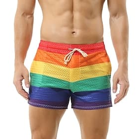 Men's Board Shorts Swim Shorts Swim Trunks Gradient Color-blocking Drawstring Boyleg with Pockets Quick Dry Lightweight Elastic Swimwear Surfing Beach Swimming