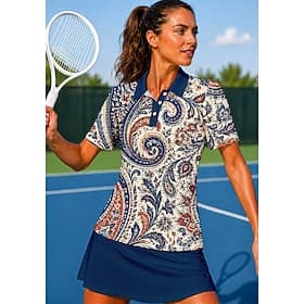 Women's Paisley Sport Shirt Golf Polo Shirt Tennis Shirt Tennis Tee Short Sleeve Floral Buttons UPF50 UV Resistant High Elasticity Moisture Wicking Breathable