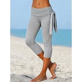 Women's Capri Pants Leggings Vacation Basic Capris High Waist Comfort Stretchy Grey Black White Dark Gray Summer Spring Fall Slim Fit