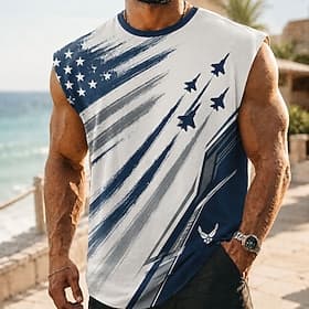 4 juillet 2026, 250e anniversaire Homme Drapeau américain Sous-Vêtements Sans manches T-shirt Impression 3D Col ras du cou Chemise Patriotique Quotidien Rue Bl thumbnail 2
