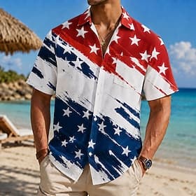 4 juli 2026 250e Voor heren Amerikaanse vlag Overhemd Zomer overhemd Korte mouw Vaderlandslievend Dagelijks Streetwear Zomer Lente Strijkijzer 3D-afdrukken Voo thumbnail 5