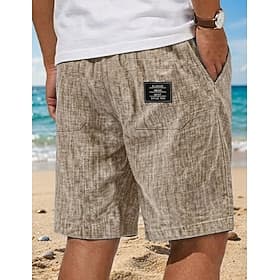 Voor heren Korte broek Linnen korte broek Zomer korte broeken Strandshorts Trekkoord Elastische taille Effen Comfort Ademend Knielengte Casual Dagelijks Buiten