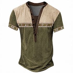Herre Geometrisk Amerikansk amerikansk flagg T skjorte Henly-skjorte T-skjorter Kortermet Designer Grunnleggende Klassisk Avslappet Daglig utendørs Sommer Vår