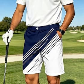 Men's Geometric Lines / Waves Abstract Art Bermuda Shorts Casual Shorts Golf Shorts Mid Waist Business Casual Work Golf Beach Vacation Wear Flat Front Shorts w