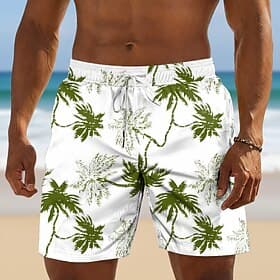 Herren Kokospalme Tropische Pflanzen Badehosen Badeanzüge Badeshorts Boardshorts Mittlere Taille Hawaiianisch Täglich Strandurlaub Seitentaschen Netzfutter Ela thumbnail 4