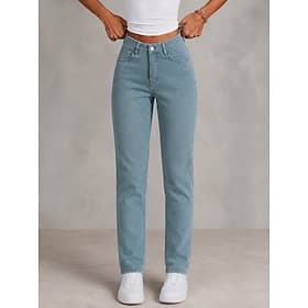 Dames Jeans Strakke broek Chinese Modieus Volledige lengte Hoge taille Comfort Inelastisch Vakantie Formeel Zwart Lichtblauw Grijs Lente Strak