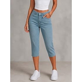 Per donna Pantaloni capri Jeans Pantaloni skinny Chinos Moda Capri Vita Alta Comodità Elasticizzato Vacanza Formale Nero Blu chiaro Grigio Estate Primavera Ves