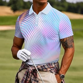 Hombre Abstracto Geométrico Camisetas polo deportivas Manga Corta Camisas de polo Diseño Casual Negocio Ropa Deportiva Impresión 3D Botones Malla Transpirable thumbnail 5