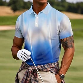 Men's Abstract Geometic Polo Shirts Short Sleeve Polo Shirts Lapel Casual Athleisure 3D Print Buttons Breathable Mesh Spring  Summer Summer Blue Green