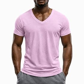 Men's Linen T-Shirt Short Sleeve Long Sleeve V Neck Spring  Summer Summer Spring Solid Color Plain Vintage Bohemian Casual See Through Casual Vacation Street B