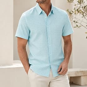 Men's Shirt Non-Iron Fabric Business Shirt Light Green Polka Dot