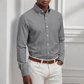 Homme Chemise Chemise habillée Chemise boutonnée Chemise Oxford Quotidien Affaires Bleu Ciel Noir Blanche bleu marine manche longue Col Rabattu Toutes saisons