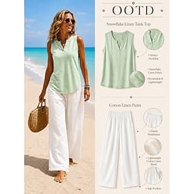 Femmes Chemise Chemisier texturé Hauts d'été Uni Élégant Classique Sans manches Col en V Henley Hauts Réguliers Occasionnel Blanche Vert Claire Violet Claire B thumbnail 2