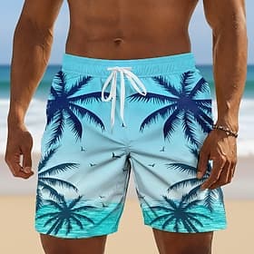 Herren Kokospalme Tropische Pflanzen Badehosen Badeanzüge Badeshorts Boardshorts Mittlere Taille Hawaiianisch Täglich Strandurlaub Seitentaschen Netzfutter Ela thumbnail 3