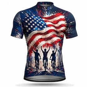 250° anniversario dell'America Per uomo Top sottomuta Maglia da Ciclismo Bandiera Americana Manica Corta Bicicletta Maglia Top con 3 tasche posteriori Resisten thumbnail 2