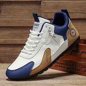 Men's Colorblock Low Top Sneakers, Lace-Up Casual Walking Shoes, Retro Sport Style for Travel, Outdoor, Daily Wear thumbnail 2