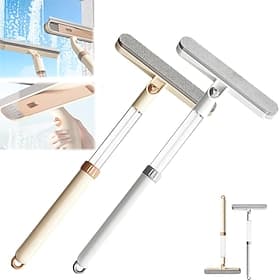 3-in-1 Double-Sided Window Screen Cleaning Brush, Multi-Purpose Window Screen Cleaning Brush with Scraper, Dry＆Wet Retractable Long Handle, for Home, Office  P