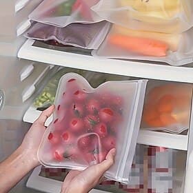 8 herbruikbare siliconen bewaarzakjes met zelfsluitende sluiting, geschikt voor fruit, groenten, sandwiches en vleeswaren - ideaal voor het organiseren van je