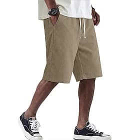 Men's Shorts Casual Shorts Corduroy Shorts Pocket Elastic Waist Plain Solid Comfort Breathable Knee Length Casual Outdoor Beach Vacation Fashion Blue Khaki Ine
