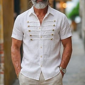 Homme Chemise Chemise d'été Chemise de Plage Chemise hawaïenne Couleur Unie Occasionnel Quotidien Noir Blanche Manche Courte Revers Printemps  Été Été Vêtement