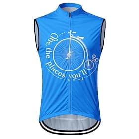 Men's Cycling Jersey Sleeveless Vest – Breathable Stretch Zip-Up Blue Graphic Print UFP50 Sun Protection Outdoor Sports Summer Ride