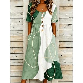 Femmes Robe Midi Robe d'Été Robe Décontractée Robe trapèze Robe d'été Vacances Occasionnel Chaussures de plage Plage Fête Coupe régulière Graphique Géométrique