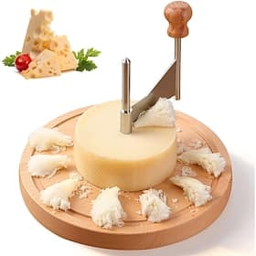 Cheese Curler Flower Maker Wheel Slicer, Stainless Steel Cheese Curler Wheel for i.a. Tete de Moine, Girolle  Chocolate, Wood Base, Suitable for Restaurants, C